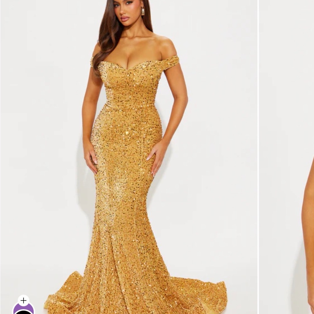 Fashion Nova Gold Strapless Gown